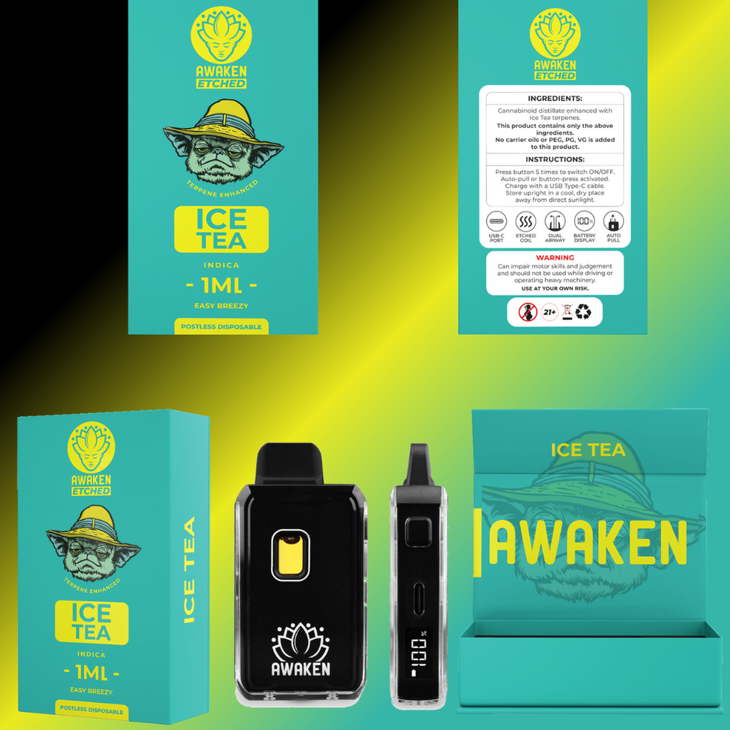 Awaken® Etched Disposable Vape 1ml - Ice Tea (Hybrid)