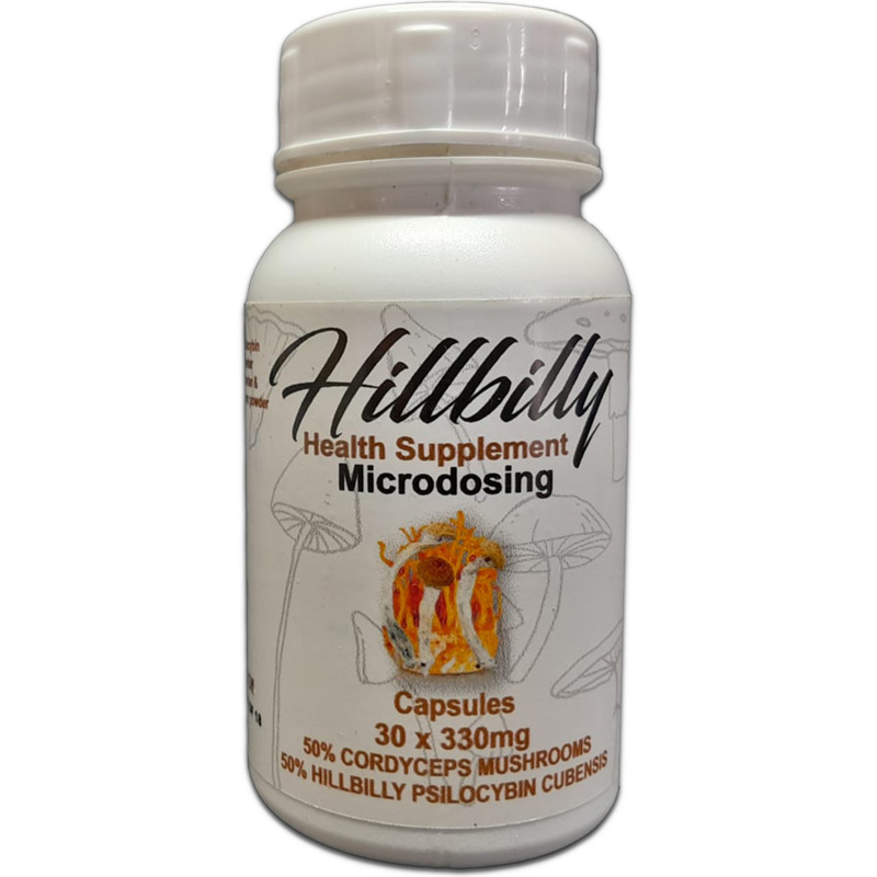 Hillbilly Microstack Psilocybin Microdosing Capsules (Hillbillys + Cordyceps) 330mg (30 x Capsules)